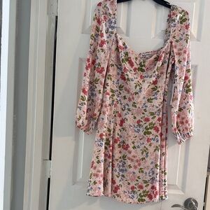 Reformation Esmee mini dress in a pink and green floral print. NWT size 12